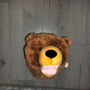 Brown Grizzly Bear Plush Wall Mount Wall Decor  Kids Room Playroom like New